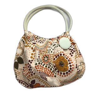Orange Floral Polka Dot Shoulder Bag Corduroy Bohemian Mod Granny Nostalgia